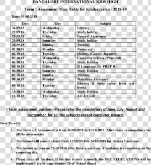 Term I Assessment Time Table Kindergarten 2018 19   Release Passport April 2019  HD Png Download