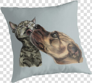 This Is A Rendering Of A Pitbull Dog Licking A Tabby   Cushion  HD Png Download