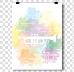 Trumpet Silhouette   Trumpet Silhouette   Watercolor  HD Png Download