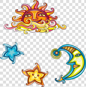 Transparent Stars Clipart Png   Sol Estrellas Lunas Animados  Png Download