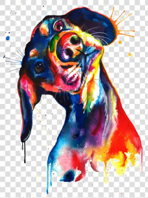 Canvas Watercolor Print Puppy Painting Dachshund Clipart   Dachshund Watercolor  HD Png Download