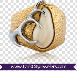 Gold Elk Ivory Trophy Antler Ring   Elk Ivory  HD Png Download