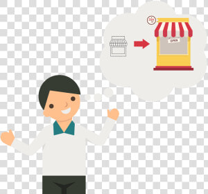 Cartoon Business Man Thinking Of Make A Big Store   Man In Store Png  Transparent Png