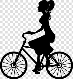 Bicycle Wheel bicycle Art bicycle Drivetrain Part bicycle   Woman On Bike Silhouette  HD Png Download