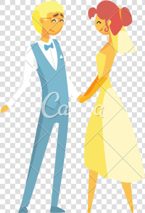 Bride And Groom Holding Hands   Imágenes De Caricaturas Agarrados De La Mano  HD Png Download