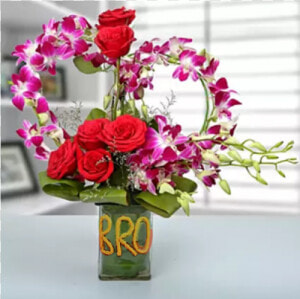 Roses And Orchids Arrangement  HD Png Download