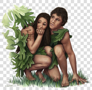 Artistic Perspective Of Adam And Eve Hiding  Pdi   Adam And Eve With Fig Leaves  HD Png Download