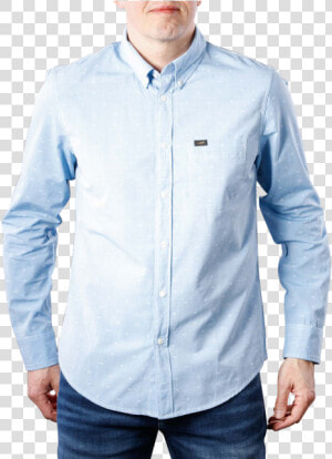 Lee Button Down Shirt Light Blue   Pocket Square Casual Short  HD Png Download