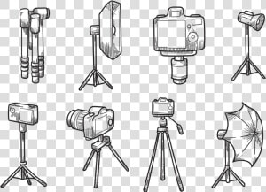 Free Hand Drawn Trípode De La Cámara Vectores   Camera Tripod Drawing  HD Png Download