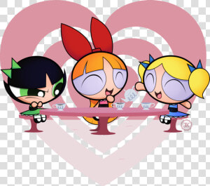 Powerpuff Girls During Tea Party   Powerpuff Girls Tea Party  HD Png Download