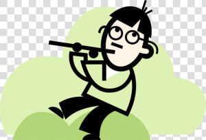 Vector Illustration Of Musician Plays Flute Musical   Person In Deep Thought  HD Png Download