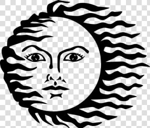 Anthropomorphic  Face  Hot  Light  Solar  Star  Sun   Sun With Face Black White  HD Png Download