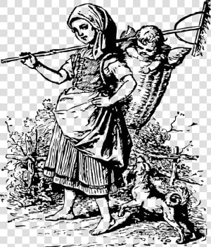 Haymaker   Clipart Female Farmer Black And White  HD Png Download