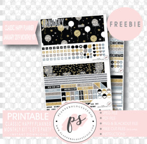 Let S Party Classic Happy Planner January 2019 Monthly   Digital Planner 2019 Freebies  HD Png Download