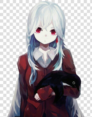  anime  animegirl  cute  whitehair  penguin  freetoedit   Cute Anime Girl White Hair  HD Png Download
