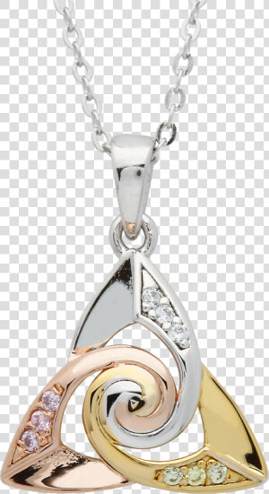Silver Cz Trinity Spiral Centre Tri Colour Pendant   Locket  HD Png Download