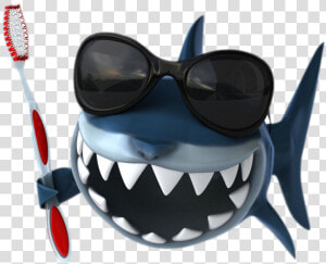 Transparent Toothbrush Clipart   Shark Cartoon Brush Teeth  HD Png Download