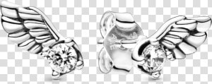 Sparkling Angel Wing Stud Earrings  HD Png Download