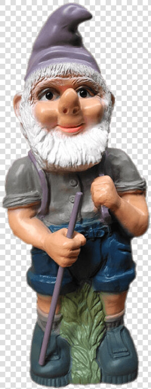 Garden Gnome Holding Stick   Garden Gnome  HD Png Download
