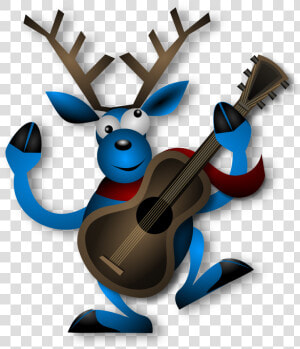 Reindeer  Dancing  Guitar  Instrument  Christmas  Noel   Reindeer With Guitar  HD Png Download
