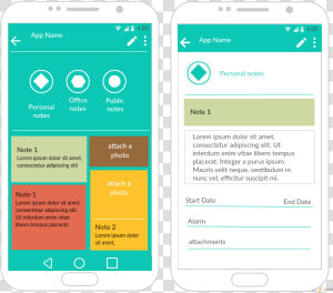 Android Mockup Template Of A Note Pad App   Smartphone  HD Png Download