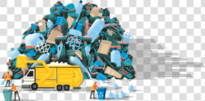 A Garbage Pile That Casts The Shadow Of A City   Toy Vehicle  HD Png Download