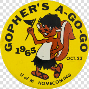 Gopher S A Go Go Events Button Museum   Cartoon  HD Png Download