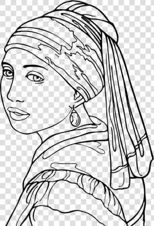 Girl With Pearl Earring By Gimpworkshop Line Art  HD Png Download