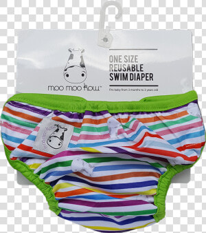 One Size Swim Diaper Rainbow With Green Border   Briefs  HD Png Download
