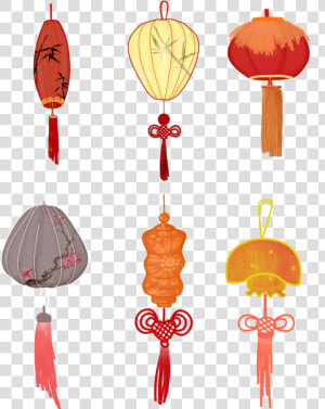 Lantern Set Illustration Tassel Chinese Knot Png And   Nút Thắt Tua Lồng Đèn Png  Transparent Png