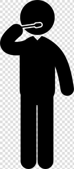 Standing Man With Hand Pointing On His Mouth With Toothbrush   Human With Tie Symbol  HD Png Download
