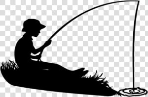 Transparent Fisherman Silhouette Png   Black And White Fishing Silhouette  Png Download
