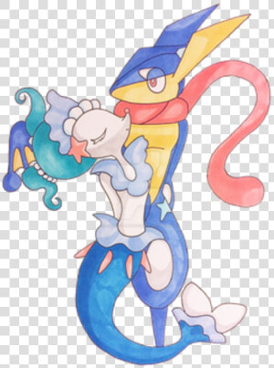 Pokémon Sun And Moon Vertebrate Cartoon Mythical Creature   Pokemon Greninja X Primarina  HD Png Download
