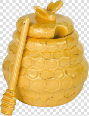 Honeycomb Honey Pot  amp  Dipper   Honeycomb Pot  HD Png Download