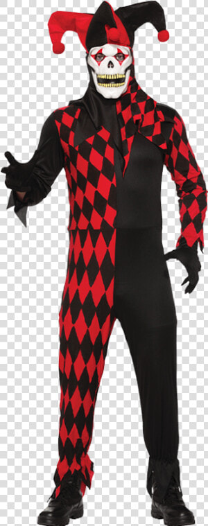 Evil Jester Costume   Black And Red Jester  HD Png Download