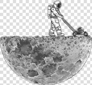  luna  moon  medialuna  lunas   Astronaut Mowing The Moon  HD Png Download