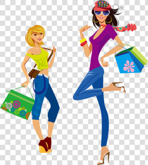 Dibujos Animados Para Las Chicas De La Moda   Vector Shopping Girl Png  Transparent Png