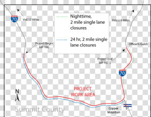 I 70 East Of Vail Pass Work Area Map  HD Png Download