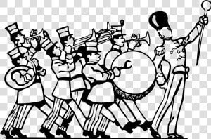 Band Instruments Black And White Clipart Clipart Kid   Marching Band Playing Clipart  HD Png Download
