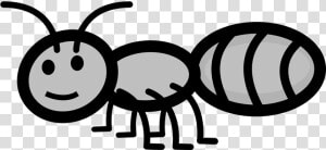 Ant Happy Smile Antenna Grey Legs Insect Bug   Clipart Black And White Ant  HD Png Download