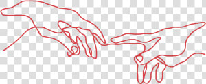  aesthetic  red  hands  freetoedit   Creation Of Adam Line Art  HD Png Download
