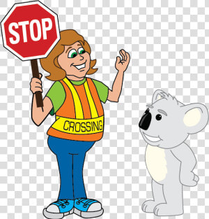 Crossing Guard With Koala   Stop Sign Clip Art  HD Png Download