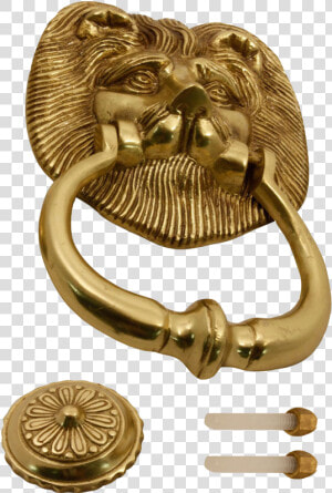 Gold Lion Face Large Door Knocker   Brass  HD Png Download