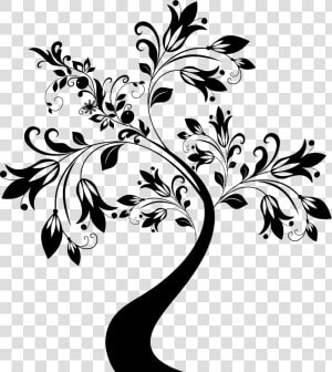 White Flower Clipart Flower Tree   Flower Tree Clipart Black And White  HD Png Download