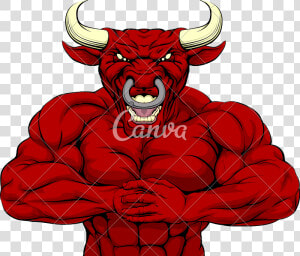 Muscle Bull Png   Red Bull Mascot  Transparent Png