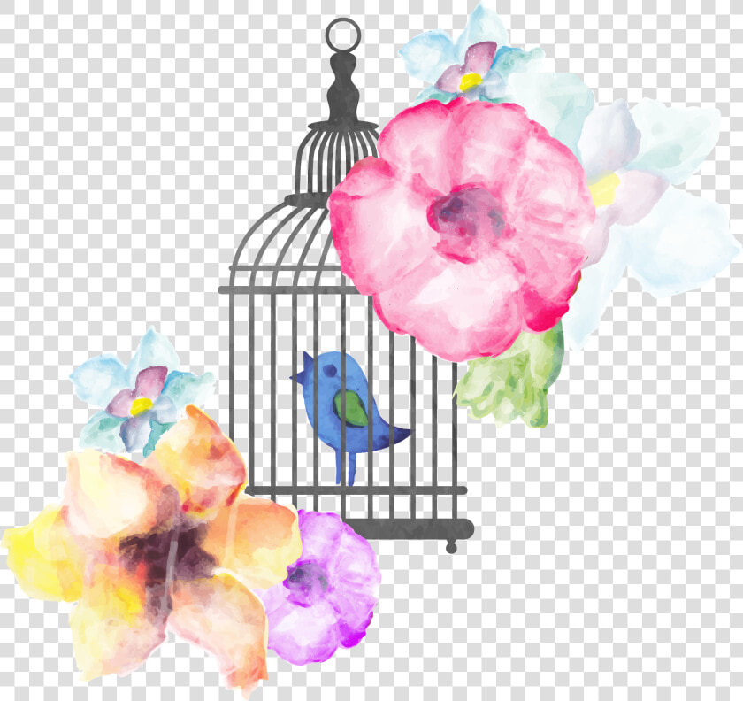 Banner Library Stock Birdcage Transprent Png Free Download   Water Color Painting Birds Hd  Transparent PngTransparent PNG
