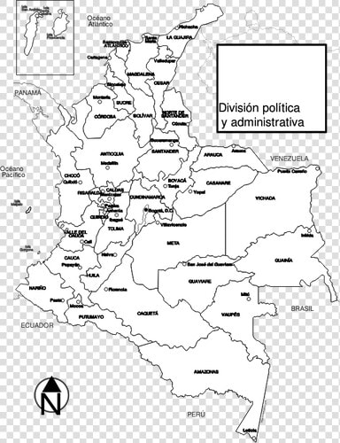 Colombia Regions Map Vector Image   Mapa De Colombia Con Sus Divisiones Departamentales  HD Png DownloadTransparent PNG