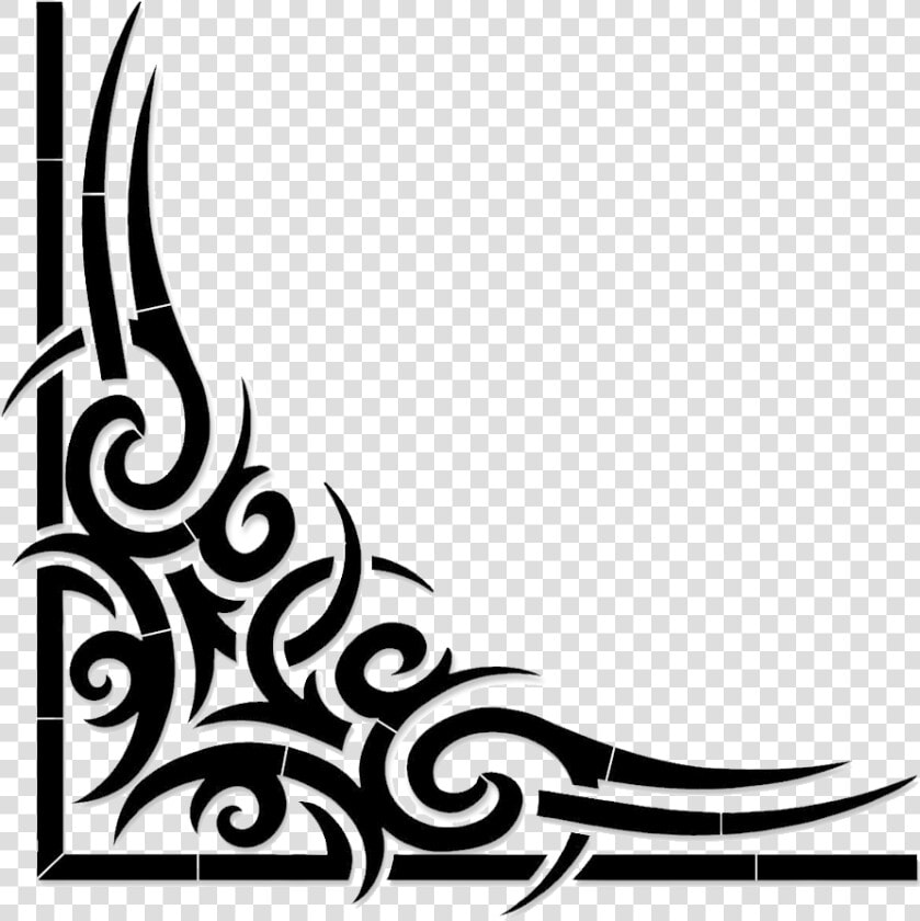 Tribal Corner Scroll Black   Tribal Corner Designs  HD Png DownloadTransparent PNG