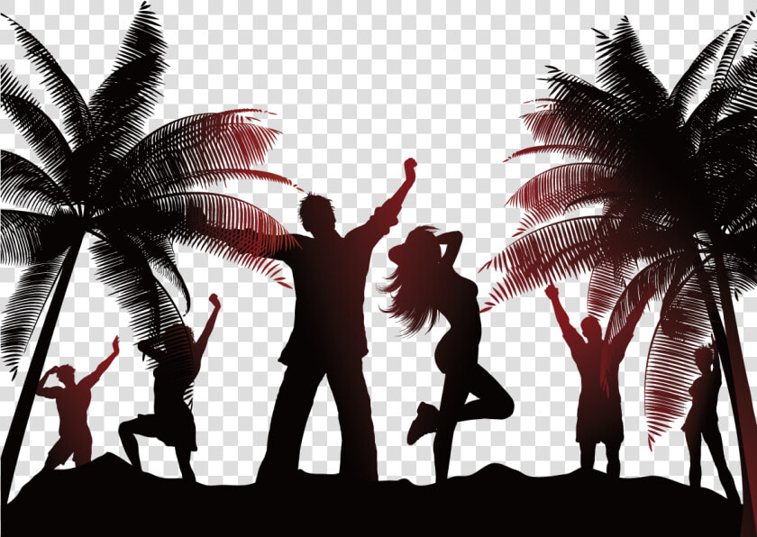 Beach Silhouette Png   Silhouette Beach Party Png  Transparent PngTransparent PNG