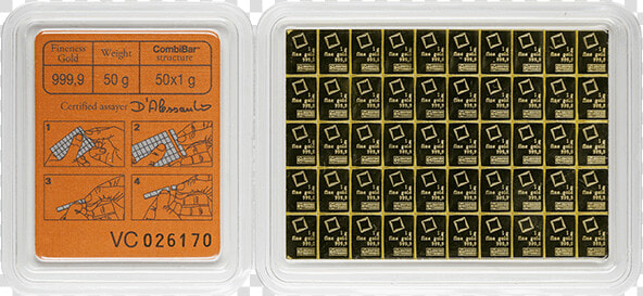 Picture Of Valcambi 50 Gram Gold Bar   Valcambi Gold Bar  HD Png DownloadTransparent PNG